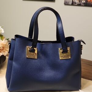 Michael Kors Blue Leather Tote Bag